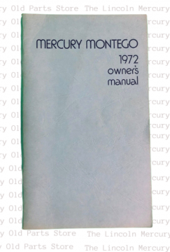 1972 Mercury Montego Owner Manual